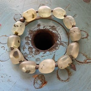 Silpada Green Quartz Prehnite Stretch Sterling Silver beaded Bracelet